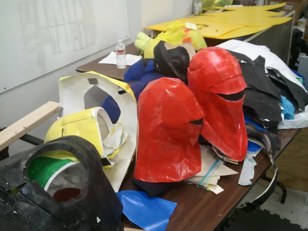 Table of paper armor and helmets